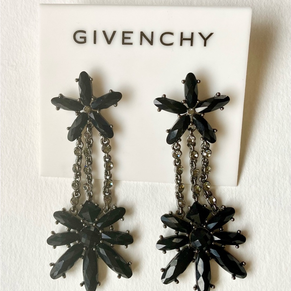 Givenchy Black Floral Drop Earrings